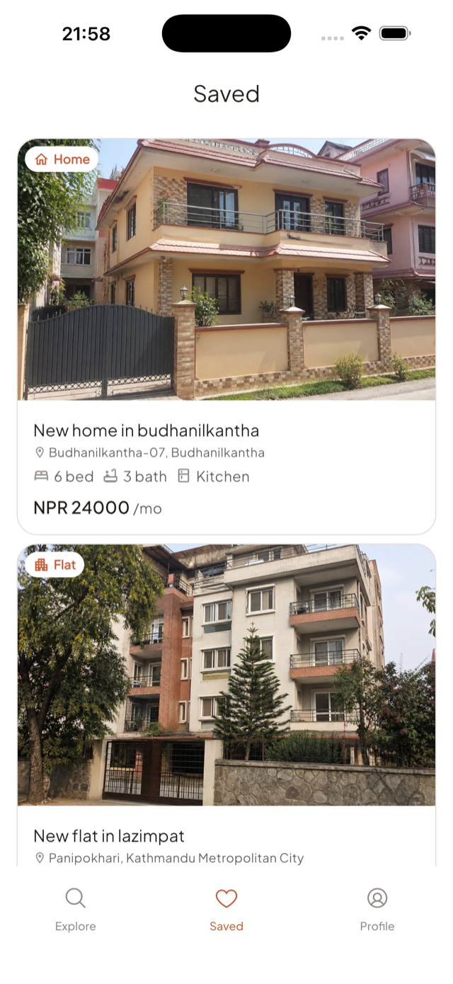 Saved homes in the No Daley app